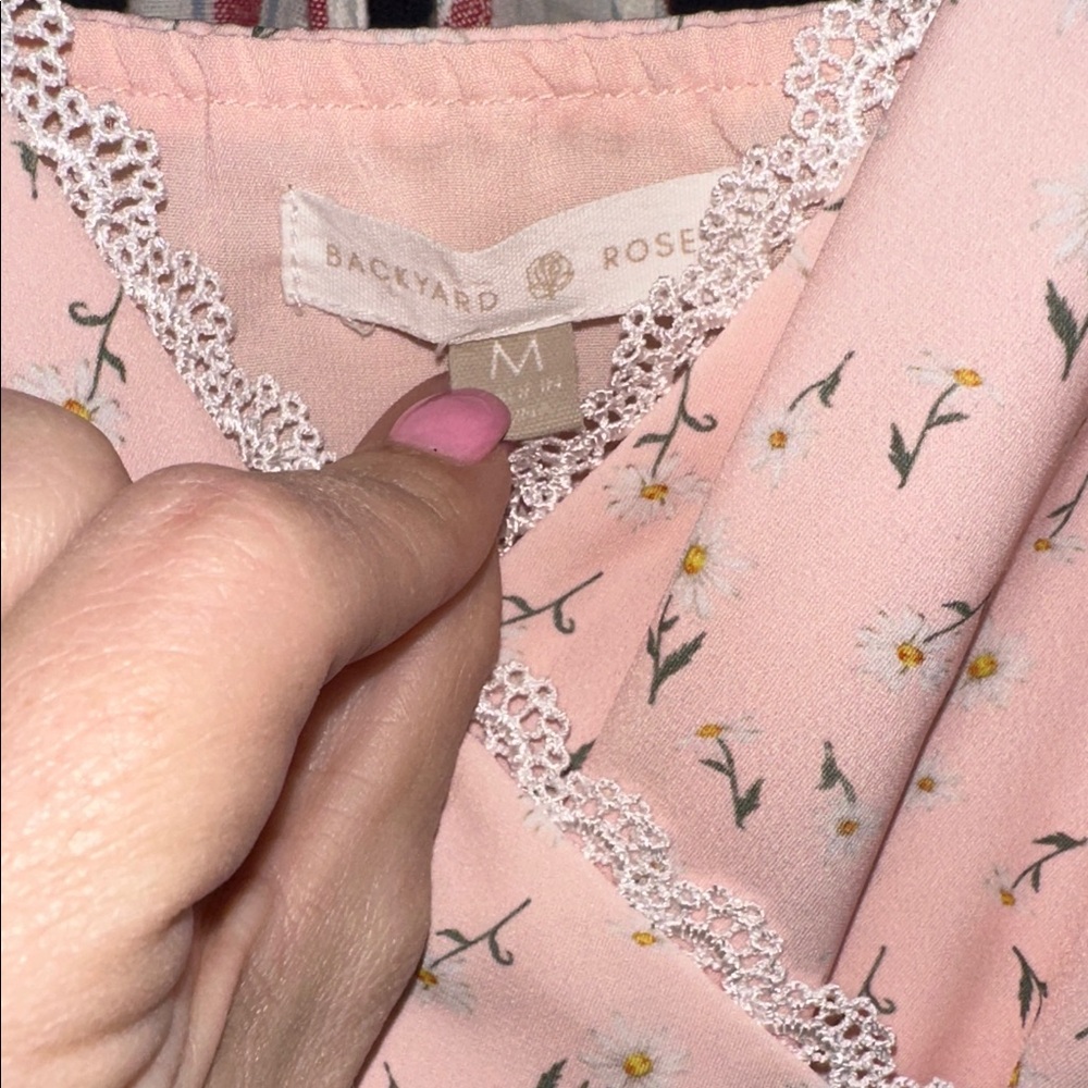 Backyard Roses Pink Floral Mini Dress medium - Picture 3 of 4